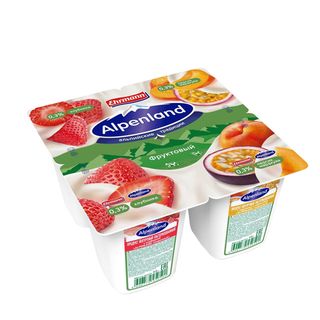 იოგურტი "ალპენლანდი" 4*95გრ 0.3% მარწყვი/ატამი / 4606779450501
