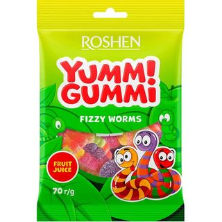 Цукерки Roshen Yummi Gummi Fizzy Worms 70 г