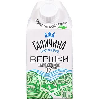 Вершки Галичина 10% 500 г т/пак.