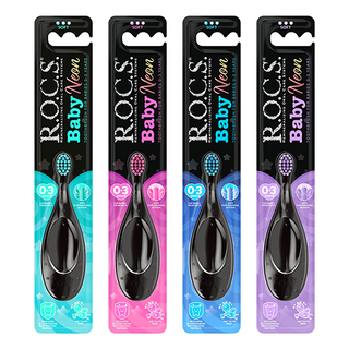 როქსი - კბ/ჯაგრისი ბავშვის Neon რბილი /0-3წლ/ 807 R.O.C.S. Toothbrush baby neon 0-3. soft 0807/0821