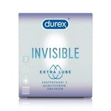 Презервативи 3 шт Durex Invisible Extra Lube ультратонкі