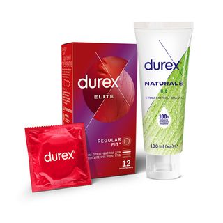 Змазка DUREX Naturals 100 мл + Презервативи DUREX Elite 12 шт