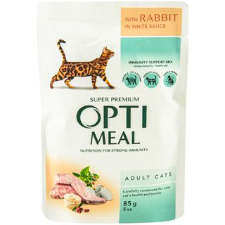 Корм консервований Optimeal з кроликом в білому соусі 85г