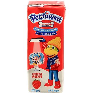 Йогурт Ростишка 207г 1,5% полуниця ТБА