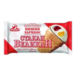 Морозиво Ласунка Великан Стакан Вишня Абрикос 100Г
