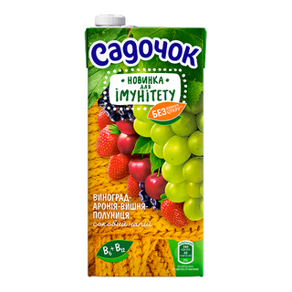 Напій соковий Садочок Виноград-аронія-вишня-полуниця 950мл