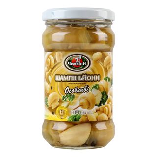 Шампіньйони ЧЕМПІОН Особливі мариновані цілі с/б / 314г