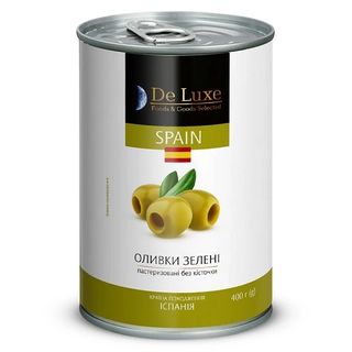 Оливки зелені 400 г De Luxe Foods&Goods Selected б/к з/б