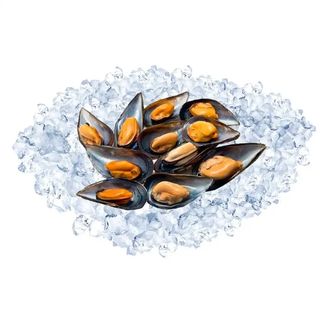 Мідії з половинкою мушлі варено-морожені вагові, 100г