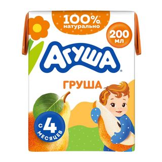 Агуша, Сок Агуша 200Мл Груша Осветленный Детский, шт, ШК: 4690228025129