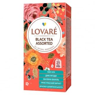 Чай (25 ф/п х 2 г) Lovare чорный асорті 5 смаків