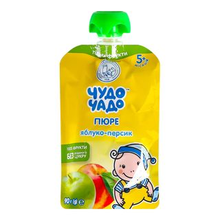 Дит.харч. ЧУДО ЧАДО Пюре яблуко-персик без цукру / 90г