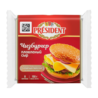 მდნარი  ყველი 40% ბუტერბროდის ოსტატი ჩიზბურგერი /პრეზიდენტი/ 150გრ