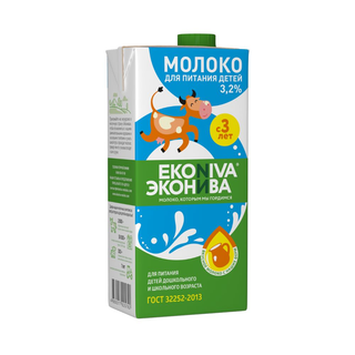 Молоко 3,2% ЭкоНива для детей, 1 л.