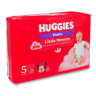 Підгузки-трусики для дівчаток Huggies Pants 5 (12-17 кг) 34шт