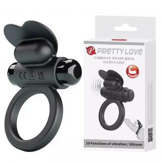 Віброкільце PRETTY LOVE VIBRANT PENIS RING DEBONAIRE Black, 10 vibration functions (BI-210316)