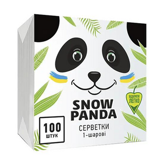 Серветки паперові Сніжна панда білі 1 шар 24х24 см 100 шт