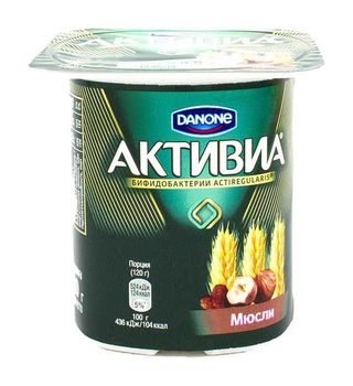 210 БИОЙОГУРТ АКТИВИА МЮСЛИ 3,1% 110 Г/24
