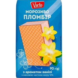 Морозиво Varto ПЛОМБІР з ароматом ванілі брикет 12% 90 г