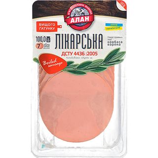 Ковбаса Алан 100г лікарська вар. в.г
