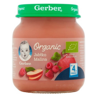 გერბერი - ხილფაფა ორგანული. ვაშლი და ჟოლო /4თვ+/ 125გრ 0 Gerber - Fruit puree Organic. Apple and Raspberry /4m+/ 125g