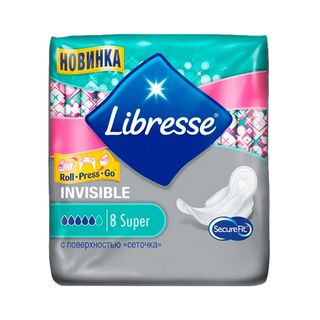 Libresse, Прокладки Libresse Invisible Super 8Шт, шт, ШК: 7322540388480