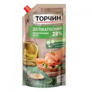 Майонезний соус 0,52 кг Торчин Делікатесний 28% д/пак