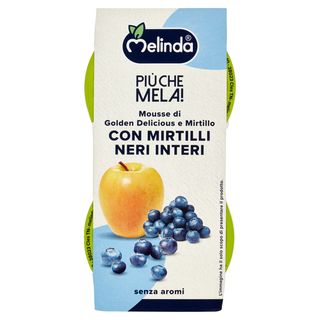 Melinda Più che Mela! Mousse di Golden Delicious e Mirtillo con Mirtilli Neri Interi 2 x 100 g