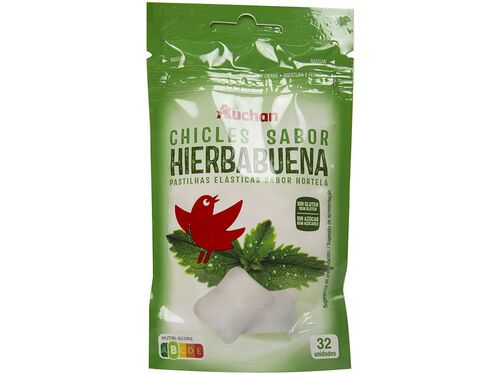 PASTILHA AUCHAN ELÁSTICA HORTELÃ SEM AÇÚCAR 45G