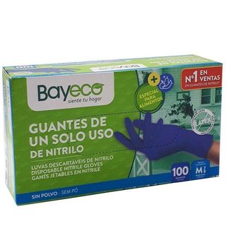 Guante De Nitrilo Talla M Sin Polvo Bayeco, Caja 100 Uds