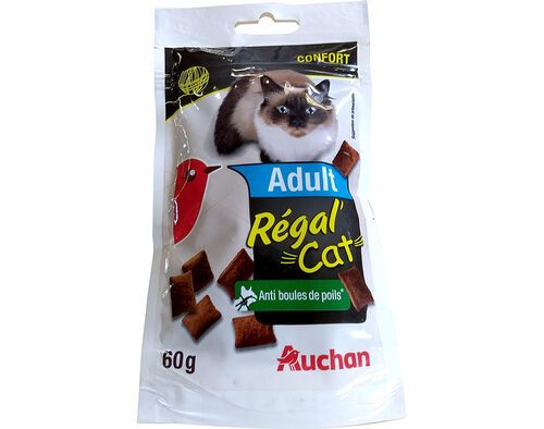 SNACKS PARA GATO AUCHAN ADULTO RÉGAL' CAT BOLA PÊLO 60G