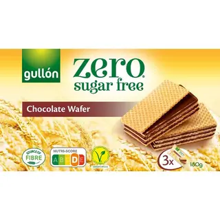 Gullón Wafers de Chocolate Vegetarianas sem Açúcar Pack 3 embalagem 180 g - 20722703335