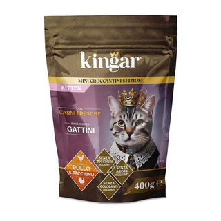 Kingar Cat Kitten Busta Croccantini 400g Pollo e Tacchino