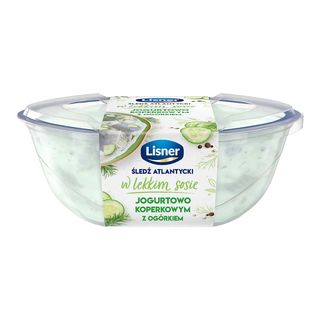 Lisner Śledź atlantycki w lekkim sosie jogurtowo koperkowym z ogórkiem 280 g
