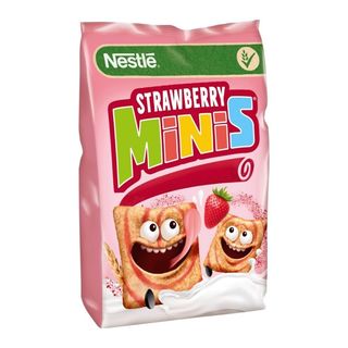 Nestlé Strawberry Minis Zbożowe kwadraciki o smaku truskawkowym 450 g