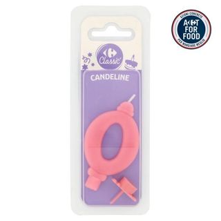 Carrefour Classic Candelina Numero 0 Rosa Con Supporto -5678