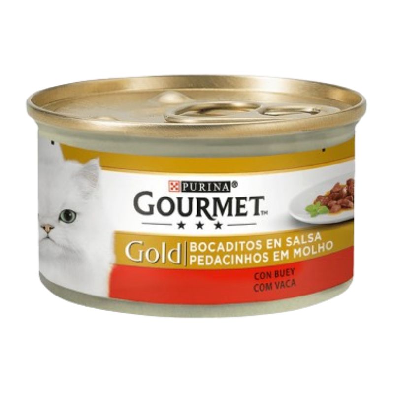 Gourmet Gold Al Hum Gato Adulto Pedacinhos Em Molho Vaca 85G