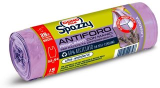 DOMOPAK SPAZZY SACCO PATTUMIERA ANTIFORO CON MANICI LAVANDA 28LT 15 PEZZI   DOM9663