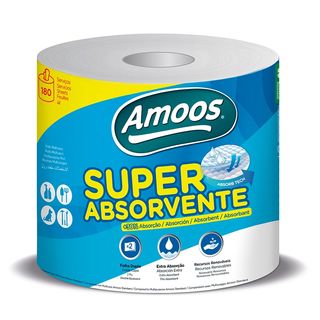Papel Cocina Super Absorbente (+30%) Doble Hoja Amoos 180 Servicios