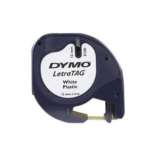 Cinta De Plástico Dymo Para Letratag 12Mm X 4M Negro-Blanco (5411313912211)