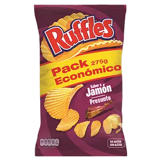 Patatas Sabor A Jamón Ruffles 275 G.