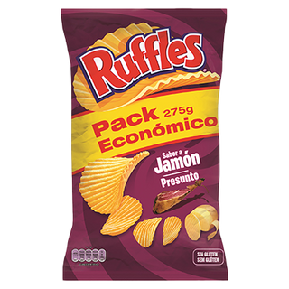 Patatas Sabor A Jamón Ruffles 275 G.