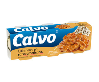 Calamares en Salsa Americana en Trozos Calvo 3 Latas de 48 G.