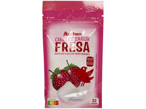 PASTILHA AUCHAN ELÁSTICA MORANGO SEM AÇÚCAR 45G