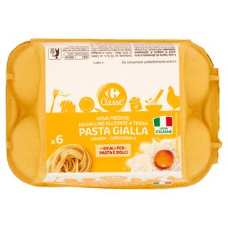 Carrefour Classic Uova Fresche da Galline Allevate a Terra Pasta Gialla Grandi Categoria A x6
