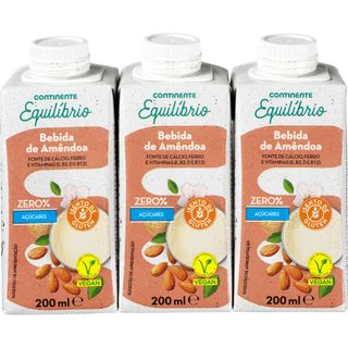 Bebida Vegetal de Amêndoa sem Açúcar Continente Equilíbrio (emb. 3 x 200 ml)