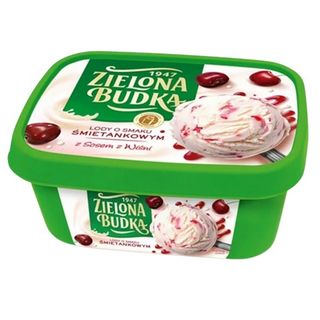 Zielona Budka Lody o smaku śmietankowym z sosem z wiśni 1 L