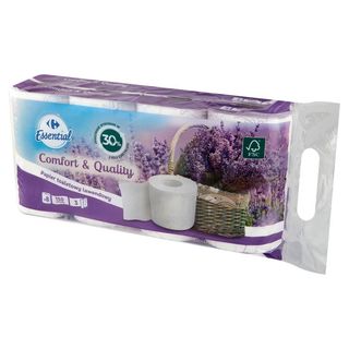 Carrefour Essential Papier toaletowy lawendowy 8 rolek