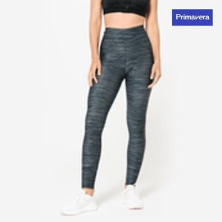 Leggings Fitness Mujer Gris Jaspeado Estampado Talle Alto.L / W33 L31 Gris