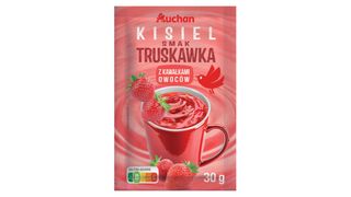 Auchan - Kisiel o smaku truskawkowym z kawałkami truskawek - 30 g